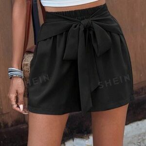Black Front tie shorts